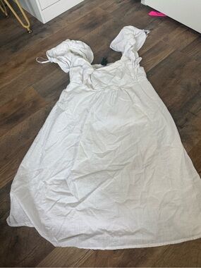 wild fable White Ruffle-Sleeve Casual  Dress